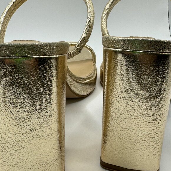 New Steve Madden Gold Block Heel Double Strap Platform -Slip On Size 6 MSRP $110 - Picture 5 of 6